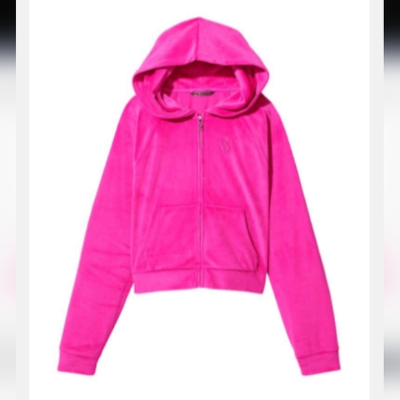 Victoria's Secret "On Point" Velour Full-Zip Hoodie - Picture 2 of 14